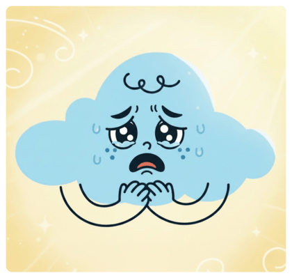 mascot, crying cloud, stress, tension, crying baby, monthly mood patterns