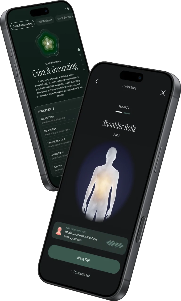 Calm and grounding practices in the Simpli Human app