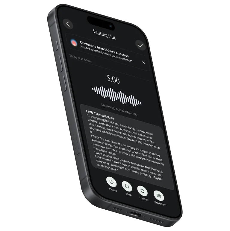 Recording a voice journal entry in the Simpli Human app
