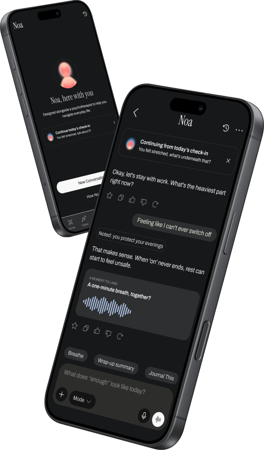 Chatting with Noa, the AI companion in the Simpli Human app